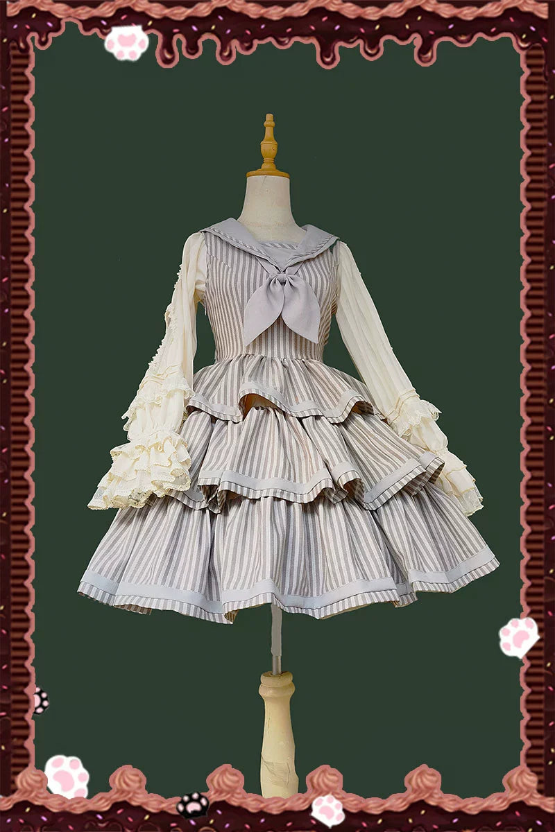 From Afar - Vintage Striped Peppy-Style Lolita JSK & Cape - image 21