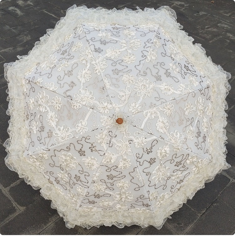 Foldable Princess Lolita Sequin Sun Parasol - image 24