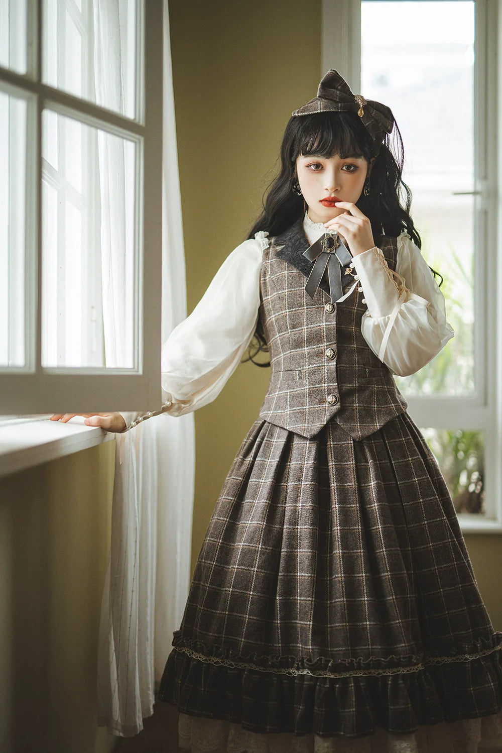 Rose - Elegant Lolita Fishbone Grid Skirt Customized - image 40