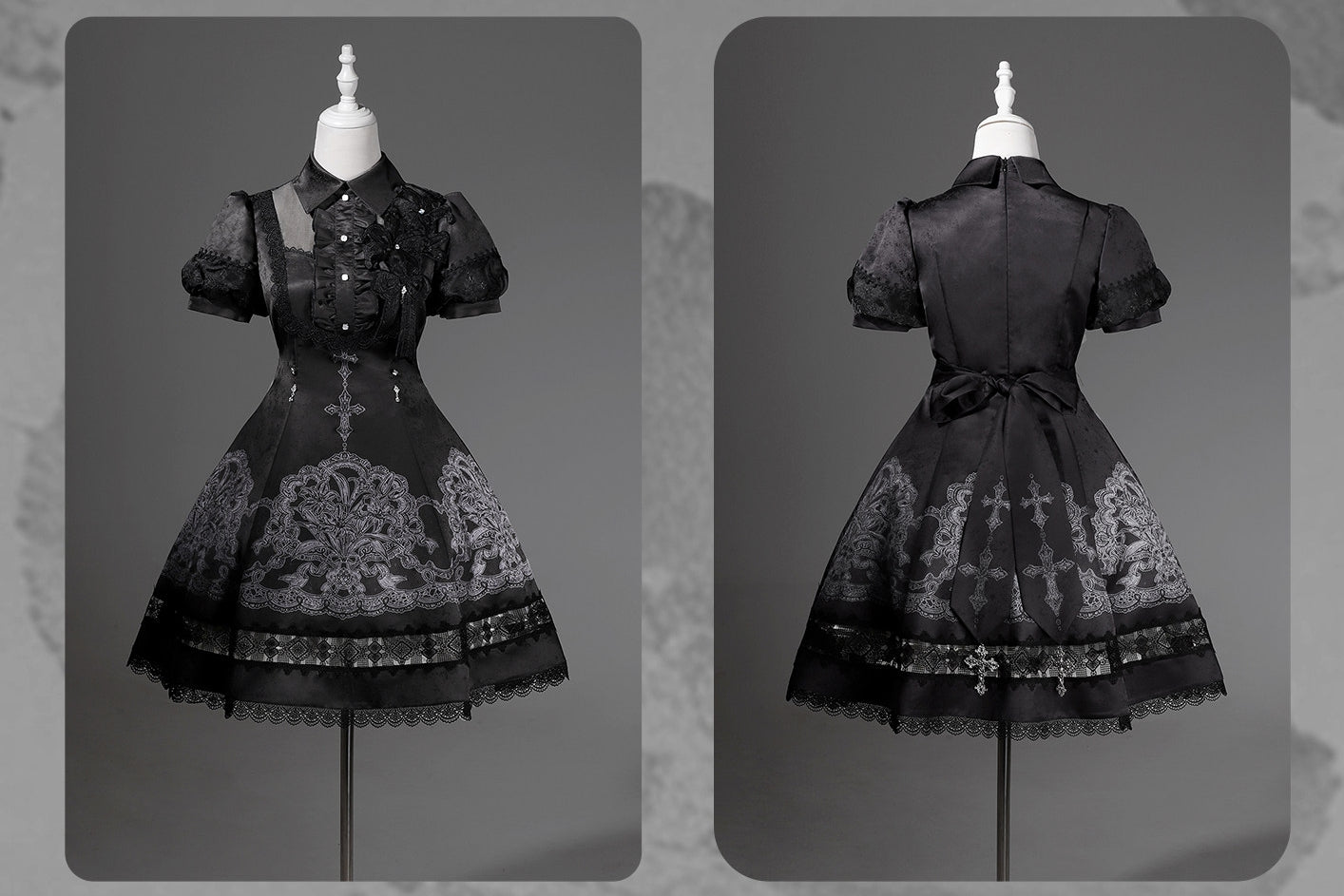 Black Lace Lily Gothic Classic Lolita OP Dress - image 7