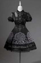 Black Lace Lily Gothic Classic Lolita OP Dress - image 1