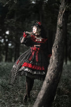Night of Berea Gothic Lolita OP Dress in Black and Red - image 5