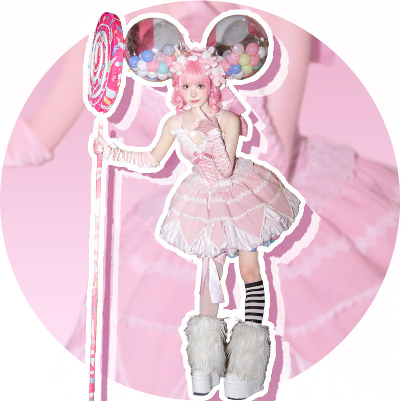 Sweety Gummy - Sweet Lolita JSK Dress Big Bow Flower Bud Lolita Dress - image 2