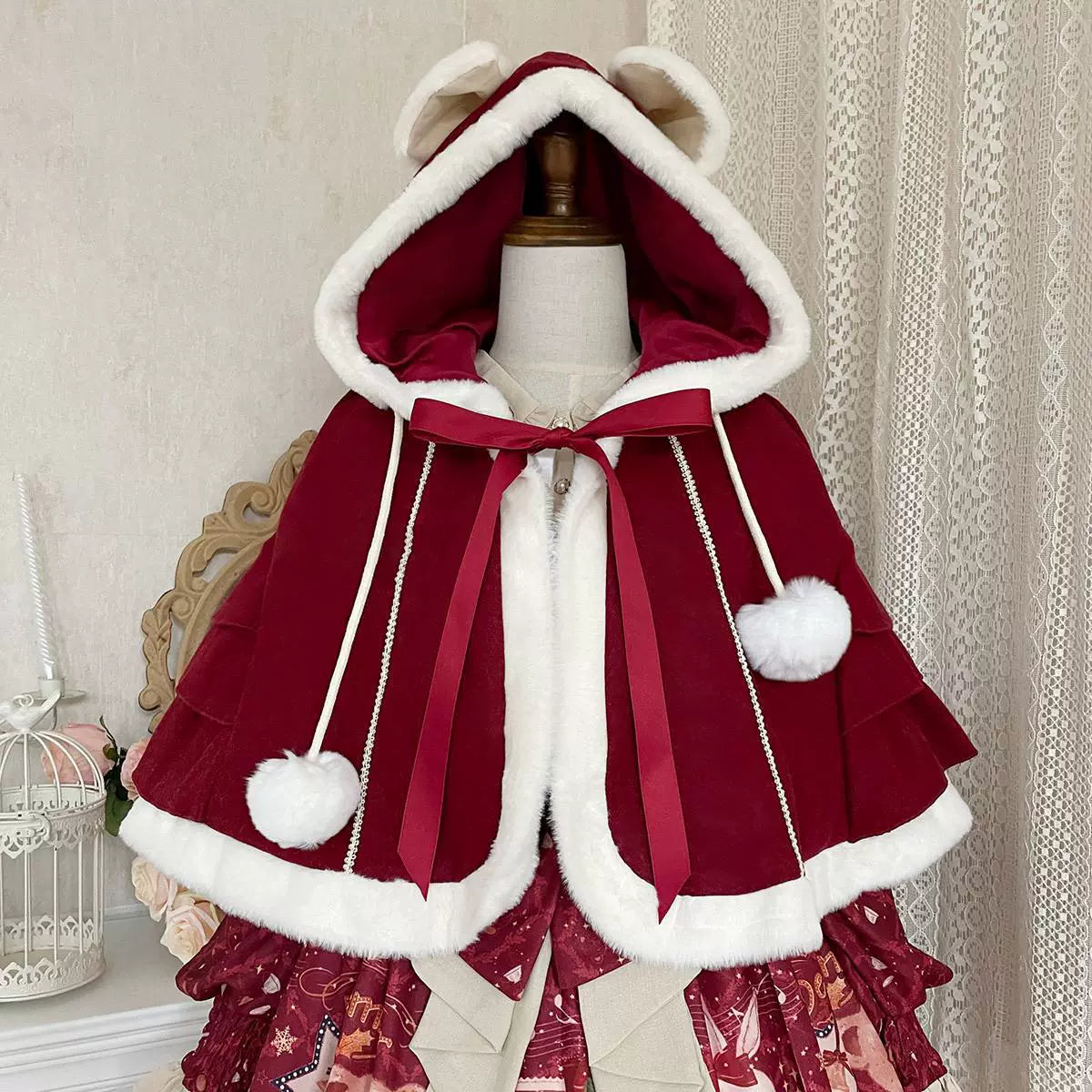 Sweet Bear Gift House - Sweet Lolita Suit Christmas Lolita OP and Cape - image 11