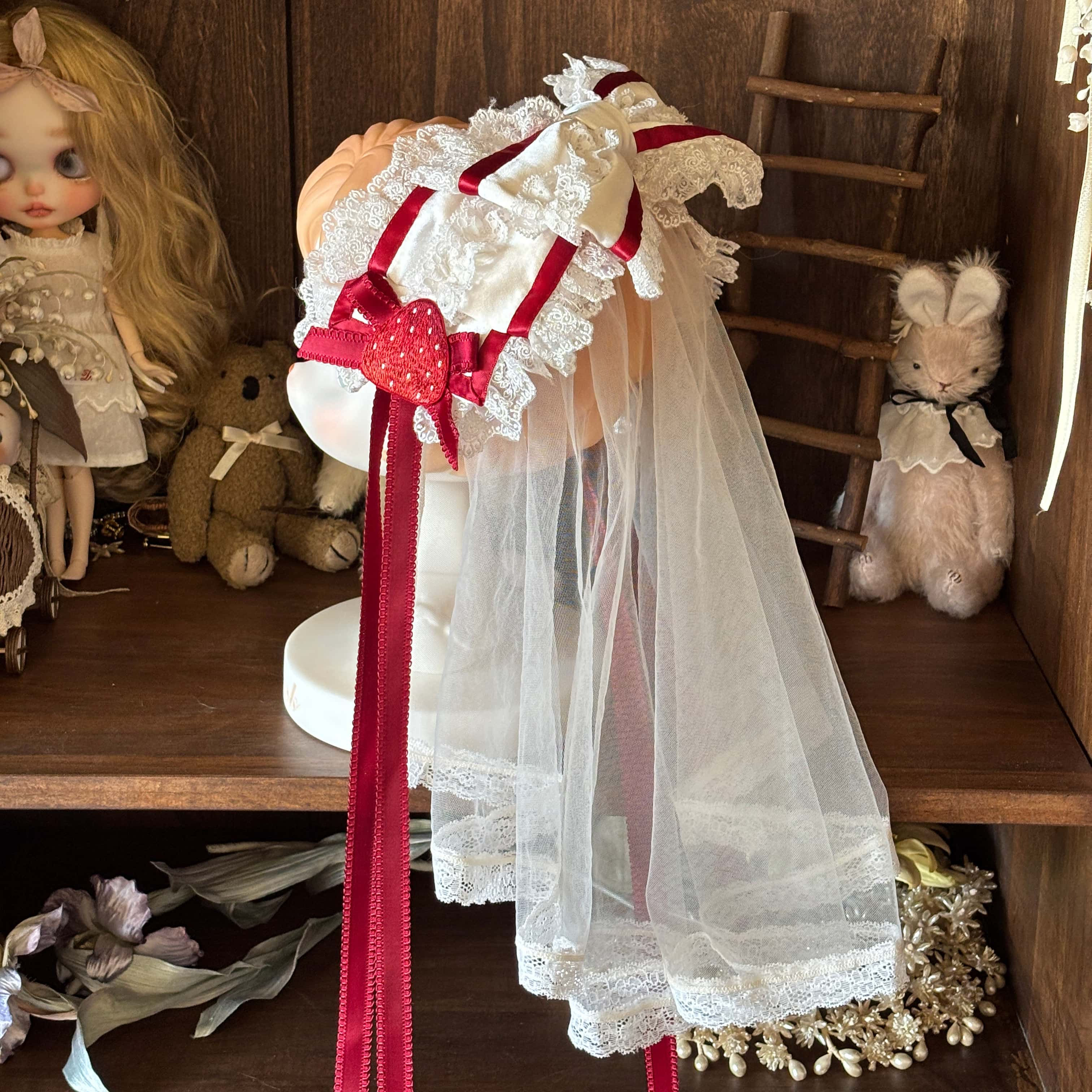 Paria Cream Strawberry Satin Lolita OP Dress and Accessories - image 16