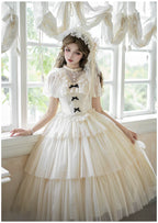 White Mist Promise - Classic Lolita Corset OP Set, Edwardian Collar & Tiered Hem - image 27