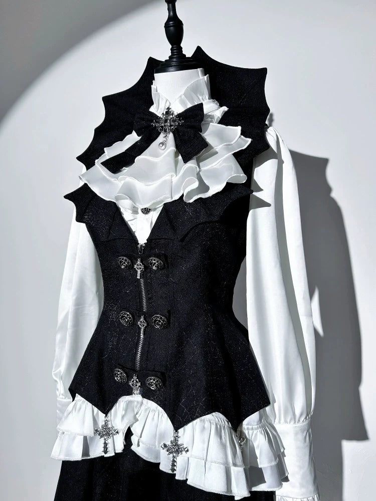 Bloodline Duke - Gothic Lolita SK Suit Spider Web Vest and Blouse - image 15