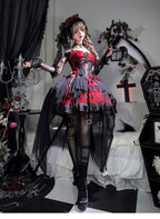 Eternal Thorn of the Dragonbone - Embroidered Gothic Lolita JSK Dress, Off-Shoulder and Accessories - image 9