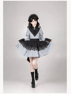 Nocturne SP - Striped Gothic Lolita OP Twin Lolita Dress with Apron and Accessories - image 29