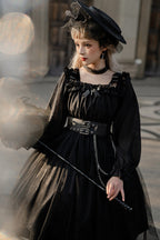 Gothic Lolita High Waist Black Dress - image 10
