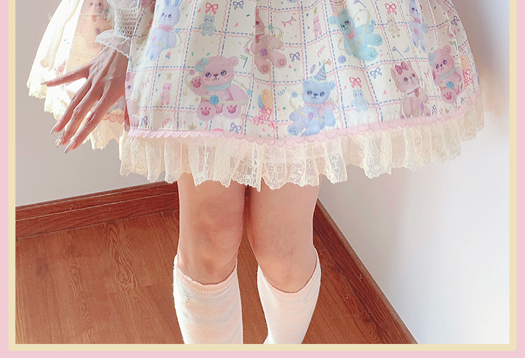 Starry Pudding Bear - Sweet Lolita JSK and Printed OP Dress - image 14