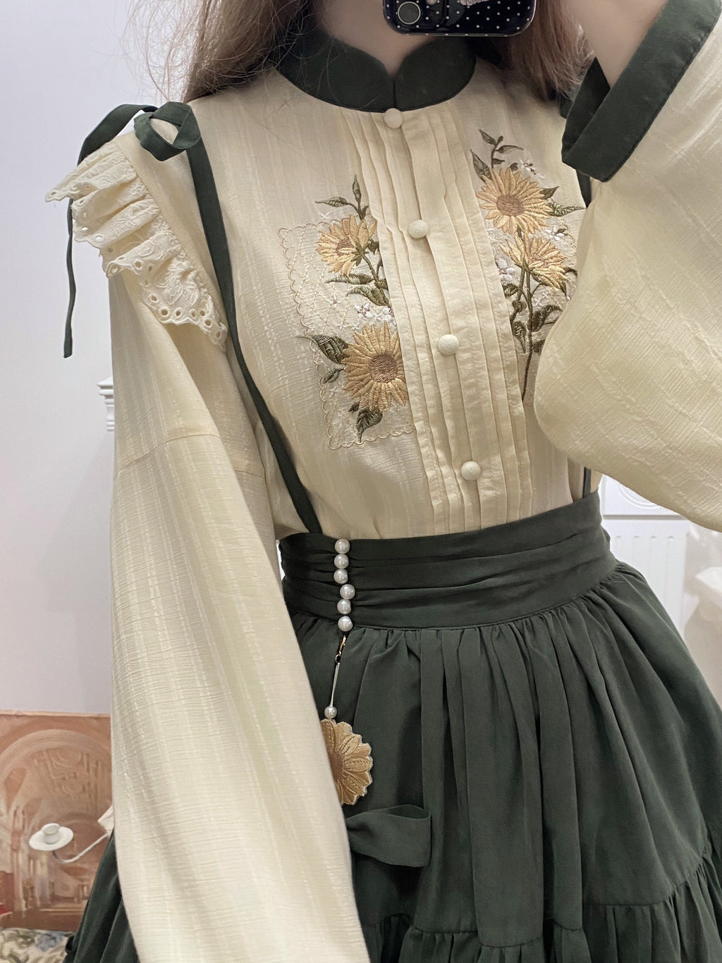 Sunflower Appointment - Oriental Classic Lolita Skirt and Blouse - image 11