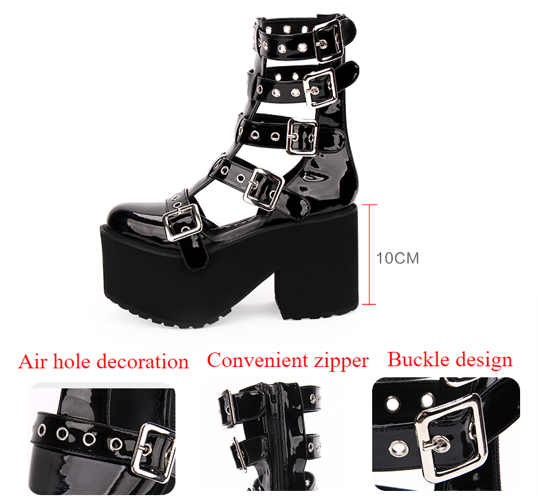 Gothic Lolita Punk Platform Boots Sandals - image 4