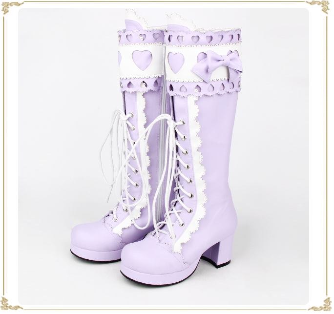 Sweet Multicolor Thick Heel Lolita Boots - image 1