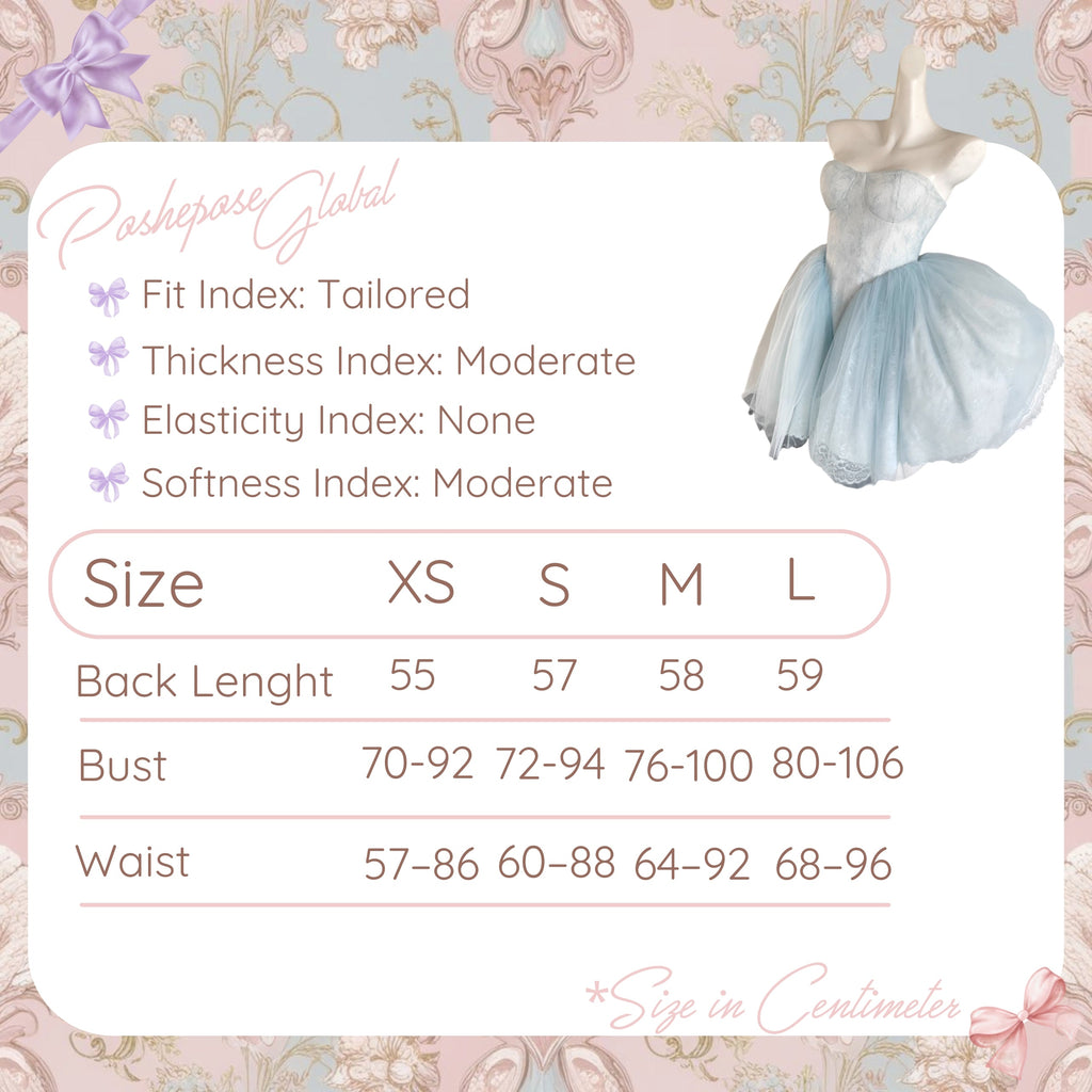 POSHEPOSE - Ballet Swan Grace Dress - official POSHEPOSE size chart