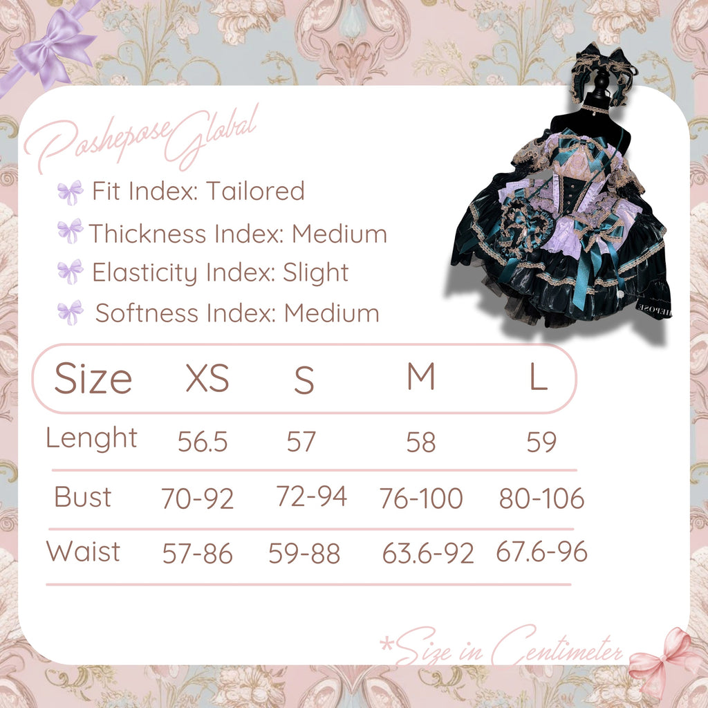 POSHEPOSE - Retro Palace Dress - official POSHEPOSE size chart