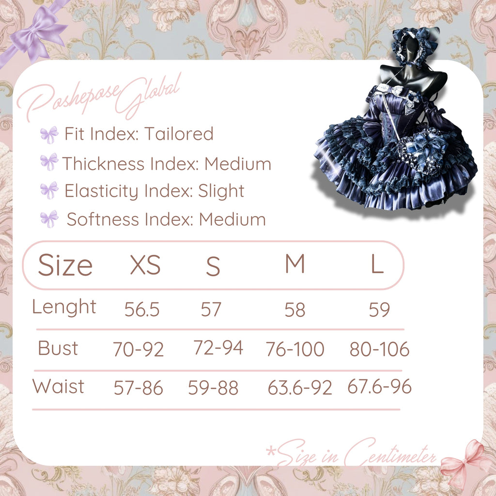 POSHEPOSE - Hidden Fox Dress Navy Edition Set - official POSHEPOSE size chart