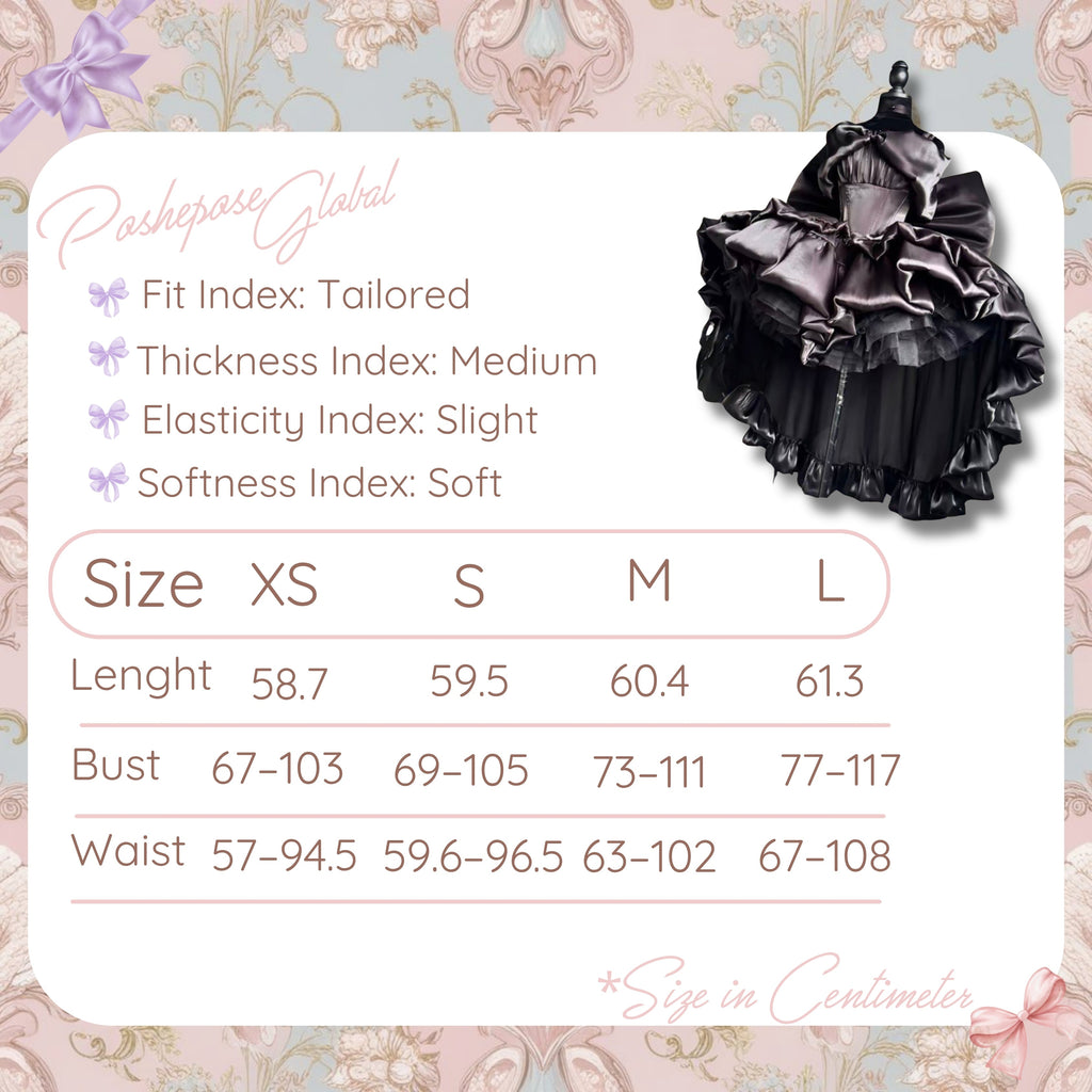 POSHEPOSE - Obsidian Princess Dress - official POSHEPOSE size chart