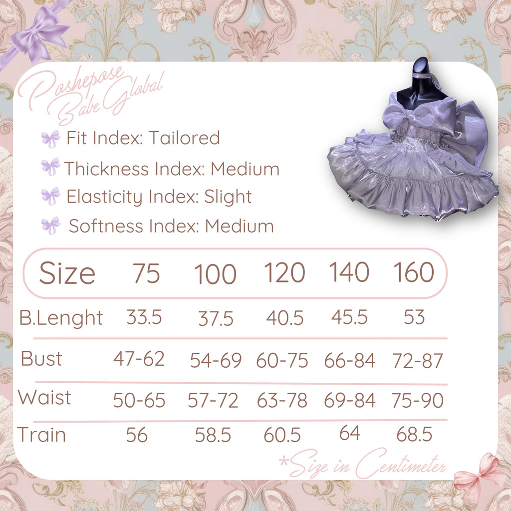 POSHEPOSE - Shining Moon Silver Dress - official POSHEPOSE size chart