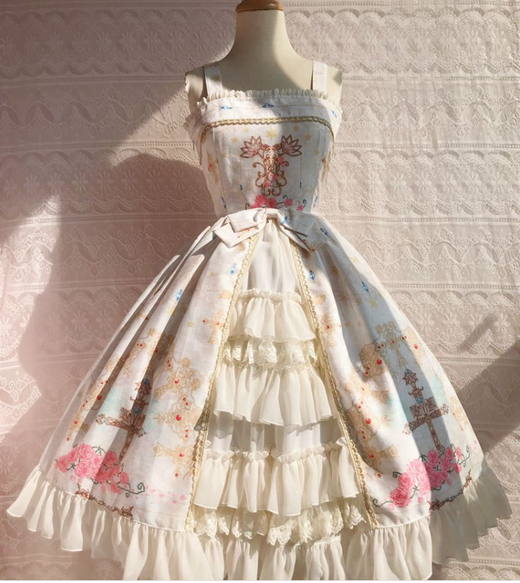 Peacock Cross - Printed Winter Classic Lolita JSK - image 7