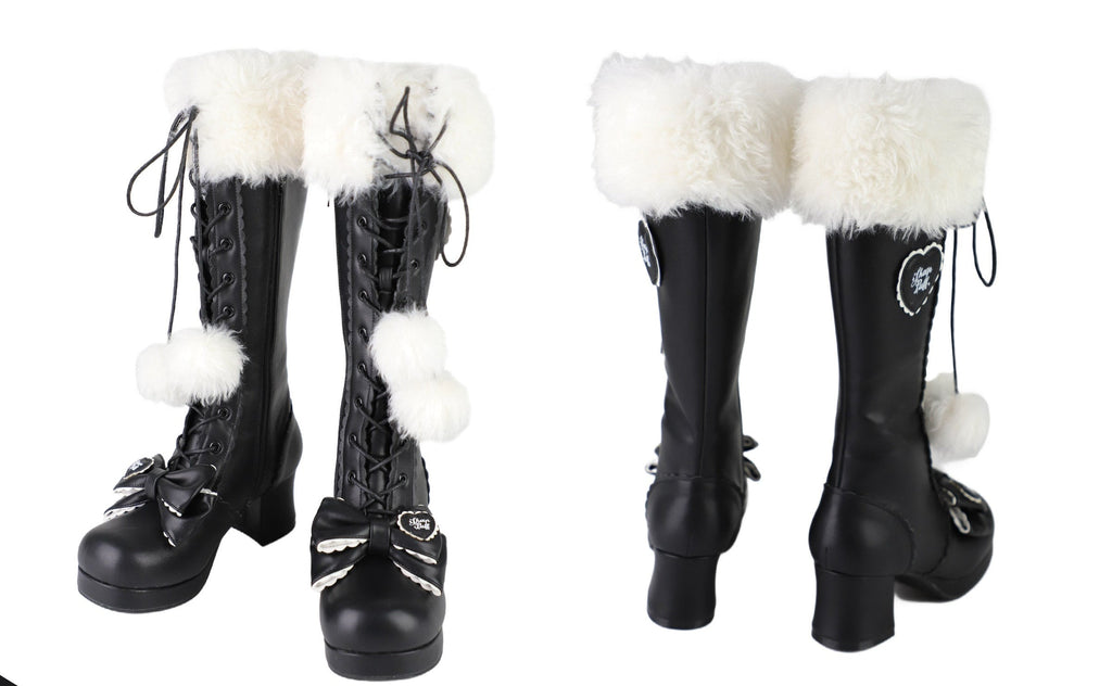 Elegant Winter Lolita Bow Boots - image 12