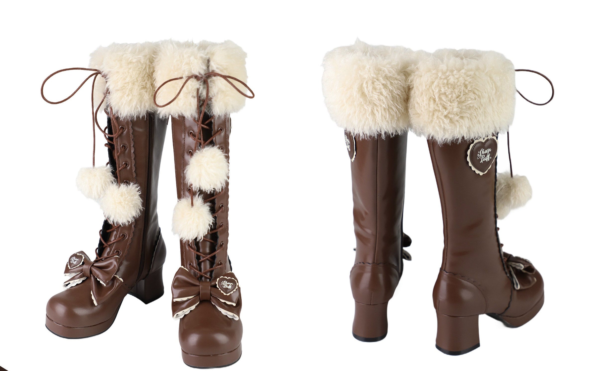 Elegant Winter Lolita Bow Boots - image 9