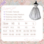 POSHEPOSE - Luminous Moon Silver Antique Long Dress - official POSHEPOSE size chart
