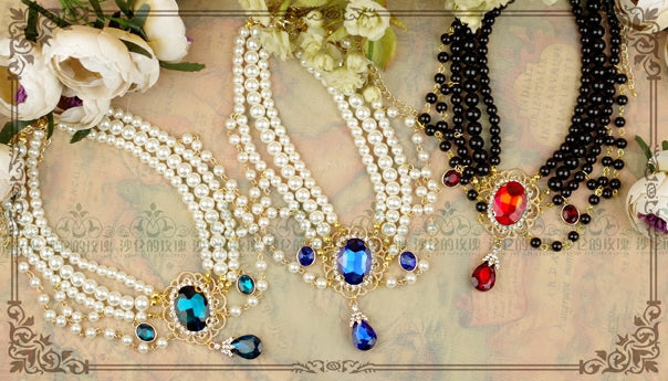 Lolita Pearl Necklace, Gemstone Pendant and Matching Ring Collection - image 26