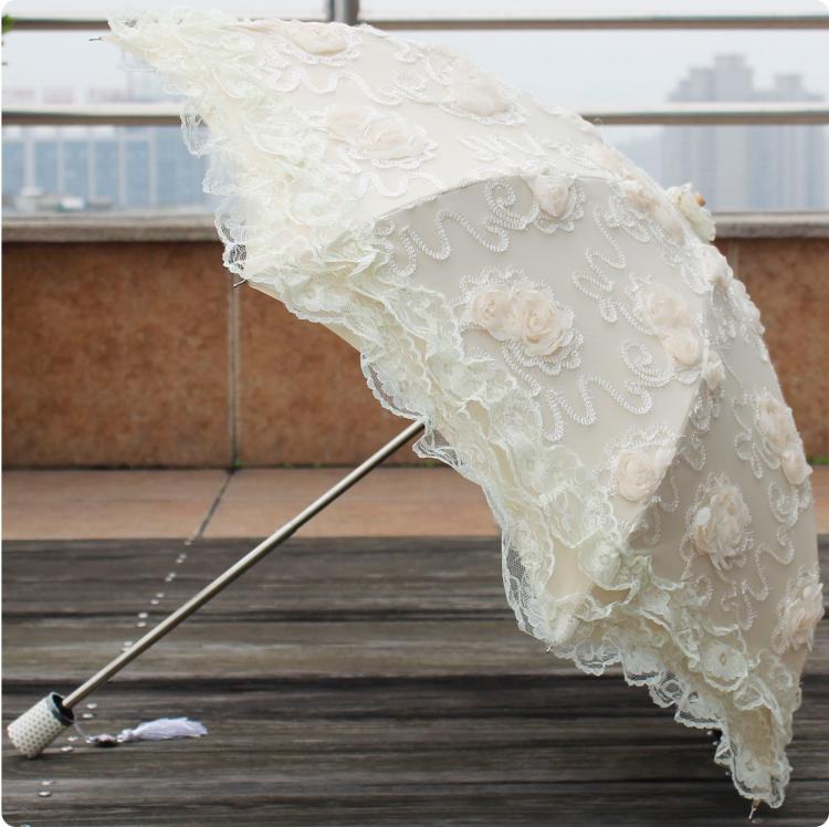 Foldable Lolita Parasol, Sunscreen Lace Flounce Multicolors - image 1