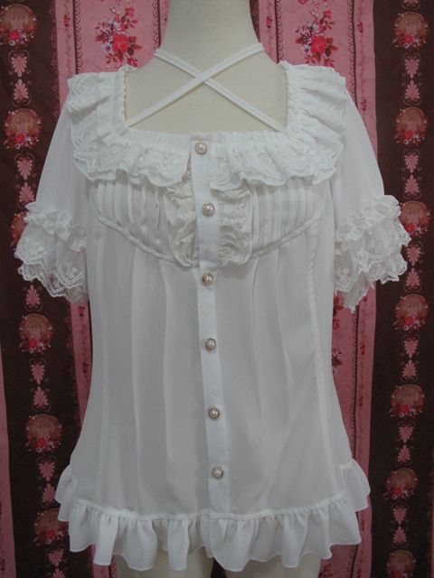 Square Collar Chiffon Lolita Loose Blouse - image 1
