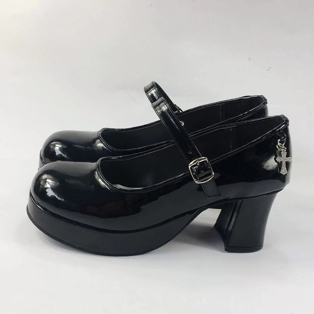 Antaina Punk Lolita Metal Cross Horseshoe Heels - image 2
