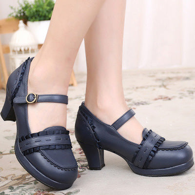 Sweet High-heeled Plain Color Lolita Shoes - image 9