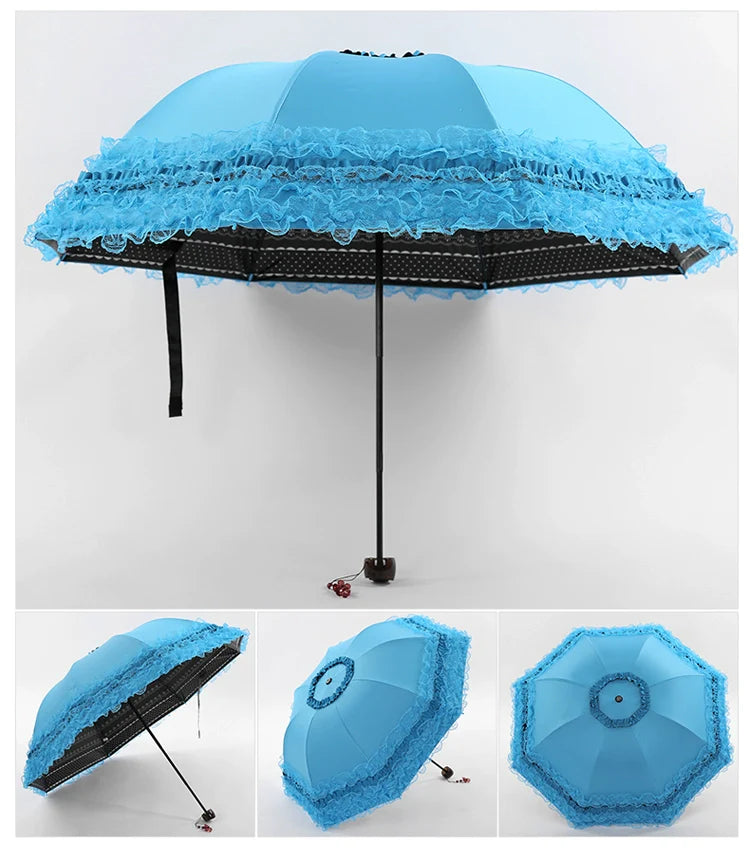 Princess Lolita Sunshade Parasol, Lace Ruffles - image 21