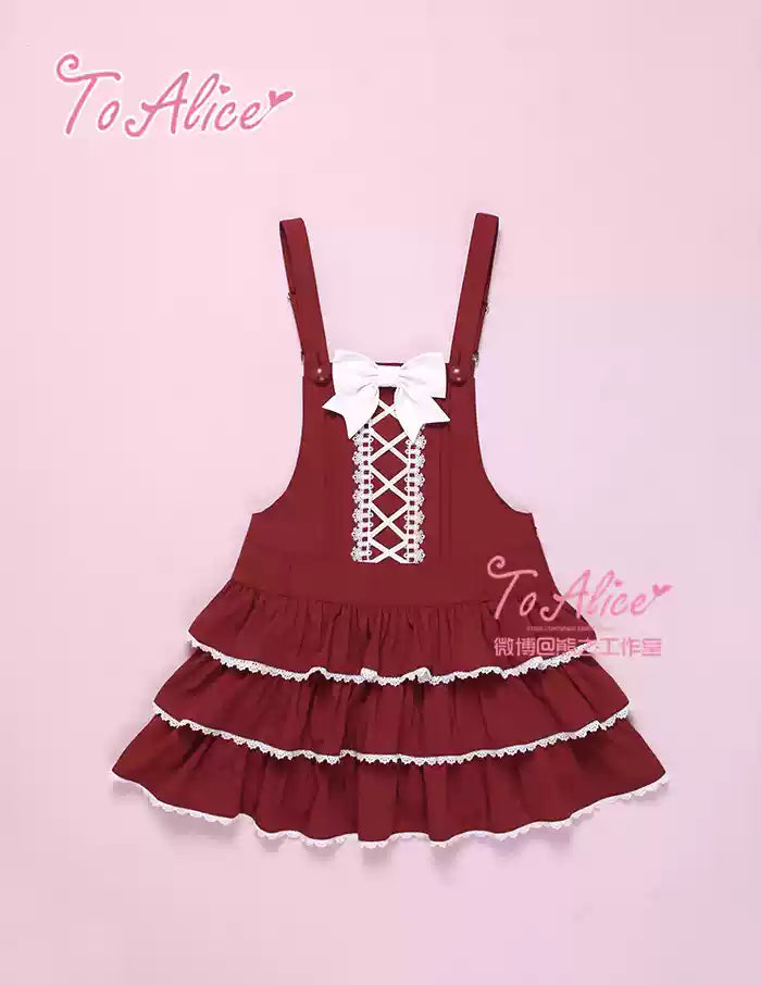 Old School Lolita Salopette Suit Tiered Dress - image 12