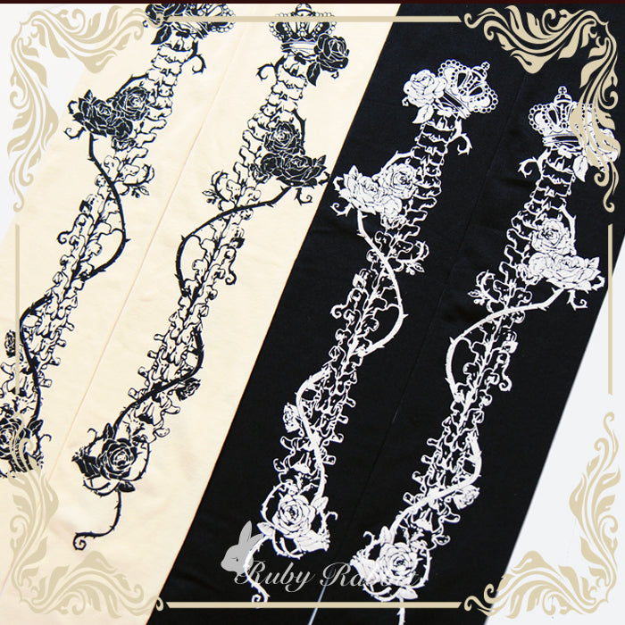 Gothic Lolita Bone and Rose Printed Pantyhose - image 6