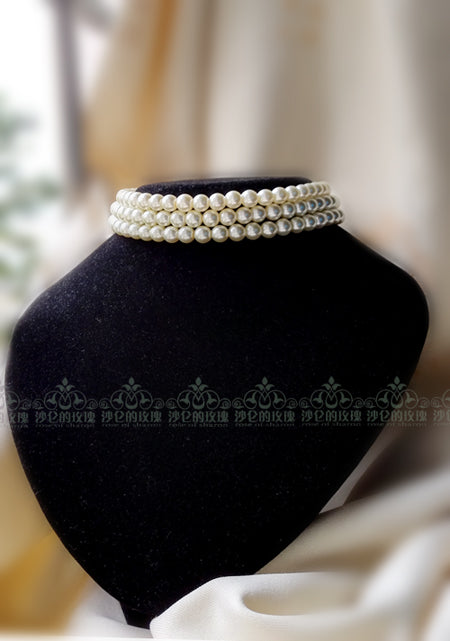 Hepburn Time - Retro Elegant Tiered Pearl Choker - image 4