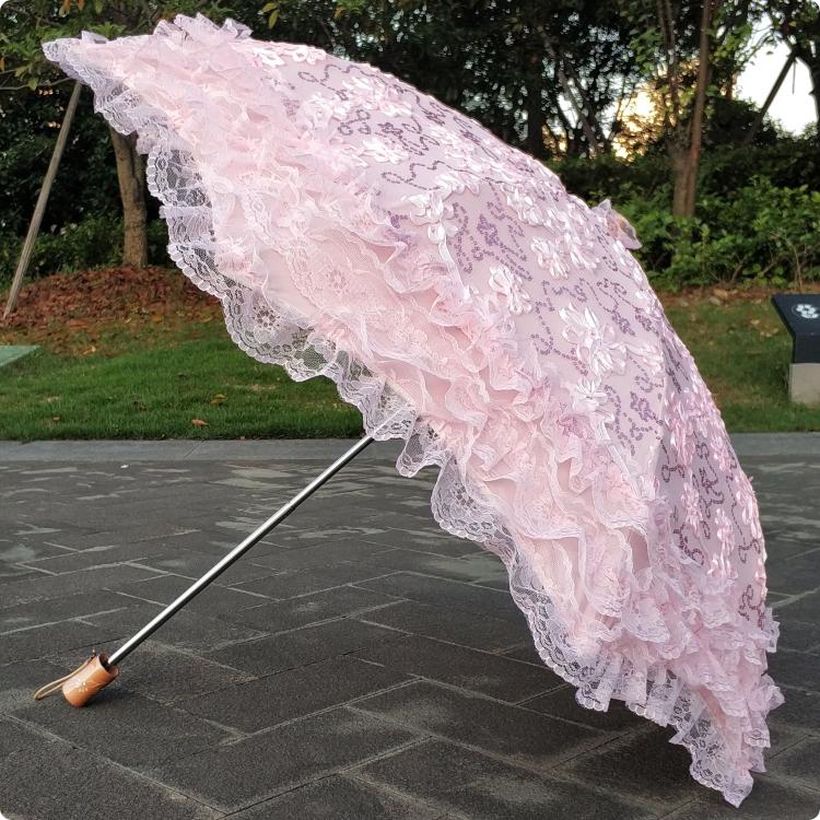 Foldable Princess Lolita Sequin Sun Parasol - image 3