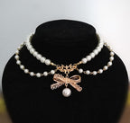 Pearl Chain Lace Bow Lolita Kawaii Necklace - image 2