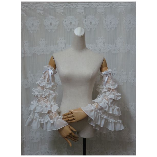 Elegant Lolita Hime Ruffled Chiffon Arm Sleeves - image 3