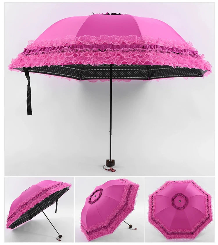 Princess Lolita Sunshade Parasol, Lace Ruffles - image 20