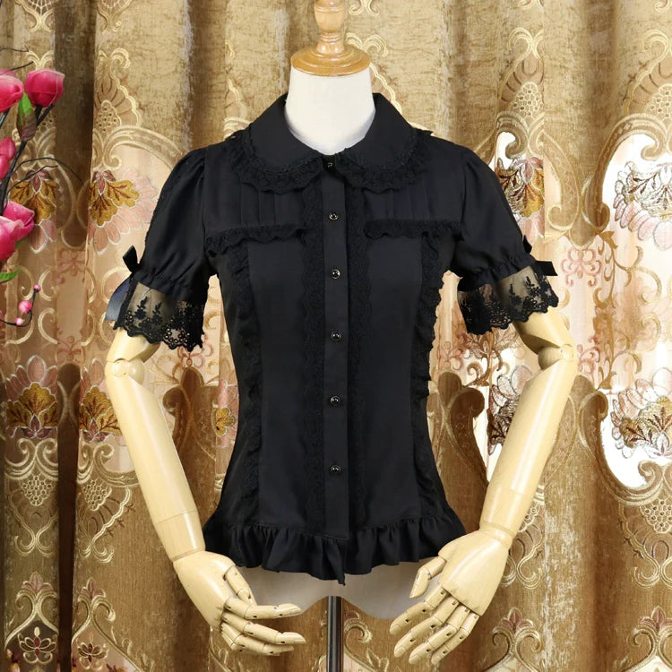 Sweet Lolita Shirt Short Sleeve Chiffon Blouse - image 2