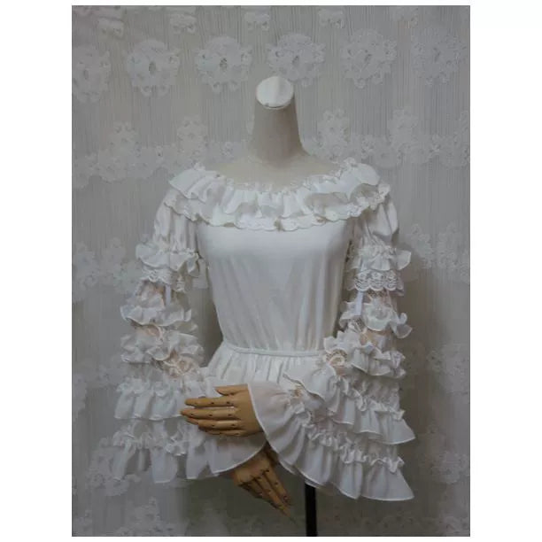 Elegant Lolita Hime Ruffled Chiffon Arm Sleeves - image 2