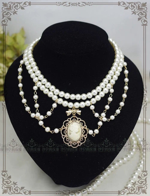 Manor Ball II - Retro Lolita Necklace Pearl Necklace - image 1