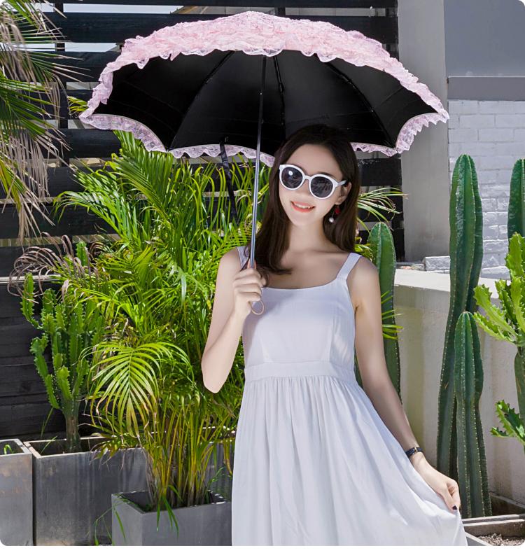 Foldable Princess Lolita Sequin Sun Parasol - image 9