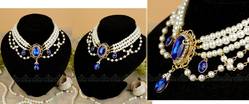 Lolita Pearl Necklace, Gemstone Pendant and Matching Ring Collection - image 21