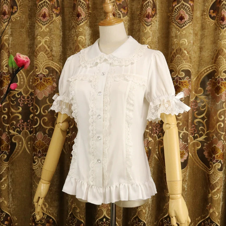 Sweet Lolita Shirt Short Sleeve Chiffon Blouse - image 3