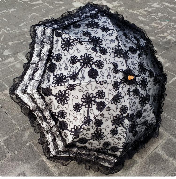 Foldable Princess Lolita Sequin Sun Parasol - image 20