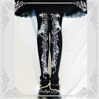 Gothic Lolita Bone and Rose Printed Pantyhose - image 3