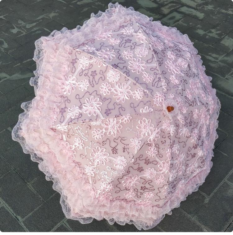 Foldable Princess Lolita Sequin Sun Parasol - image 14