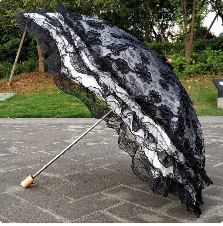 Foldable Princess Lolita Sequin Sun Parasol - image 19